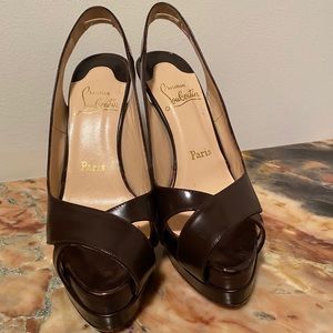 Dark Brown High-heel Louboutin Sandals